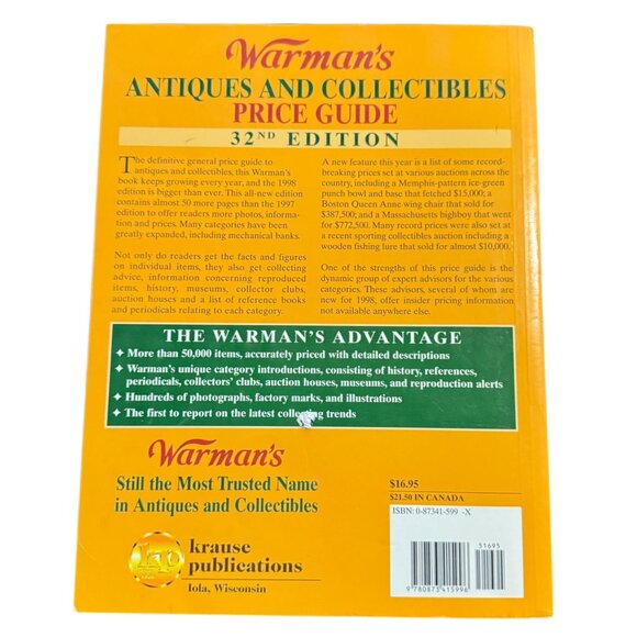 Warman's Antiques & Collectibles Price Guide 32nd Edition By Ellen T Schroy 1998 - Picture 3 of 8